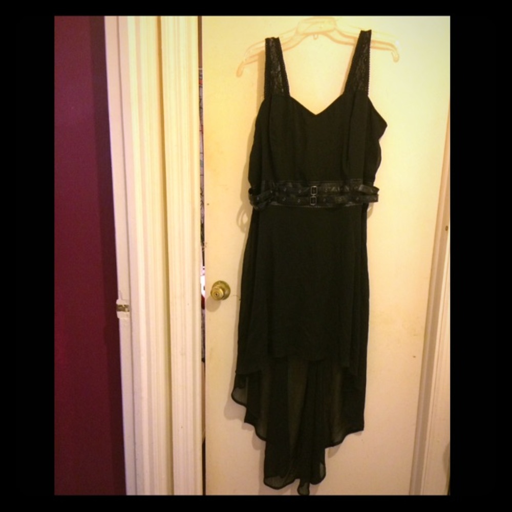 3x Tripp Black Chiffon Hi-Lo Gothic Dress